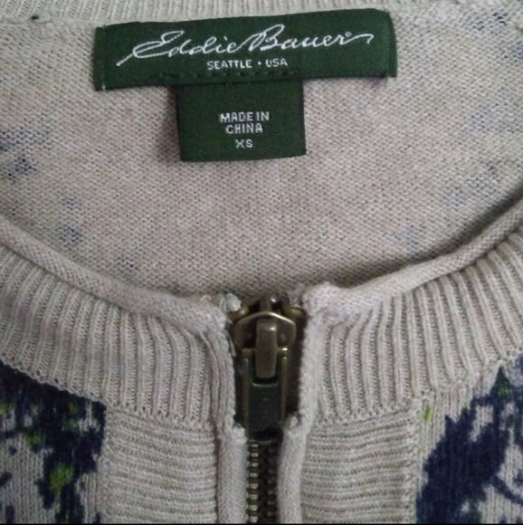 EDDIE BAUER SPLATTER PRINT ZIP UP SWEATER - Picture 4 of 4